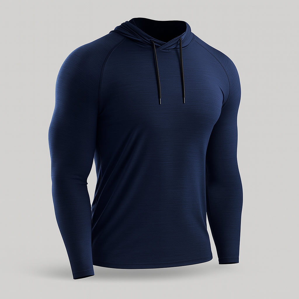 JAQUETA ESPORTIVA COM CAPUZ AZUL MARINHO