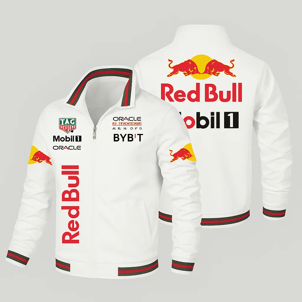 JAQUETA RED BULL ESPORTIVA BRANCA COM DETALHES VERMELHOS