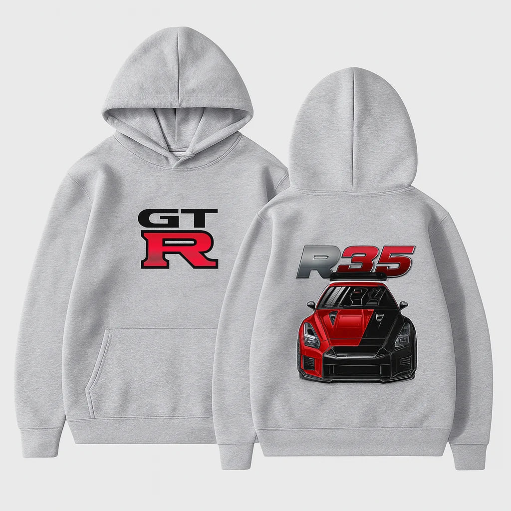 MOLETOM COM CAPUZ GTR R35 COM BOLSO CINZA