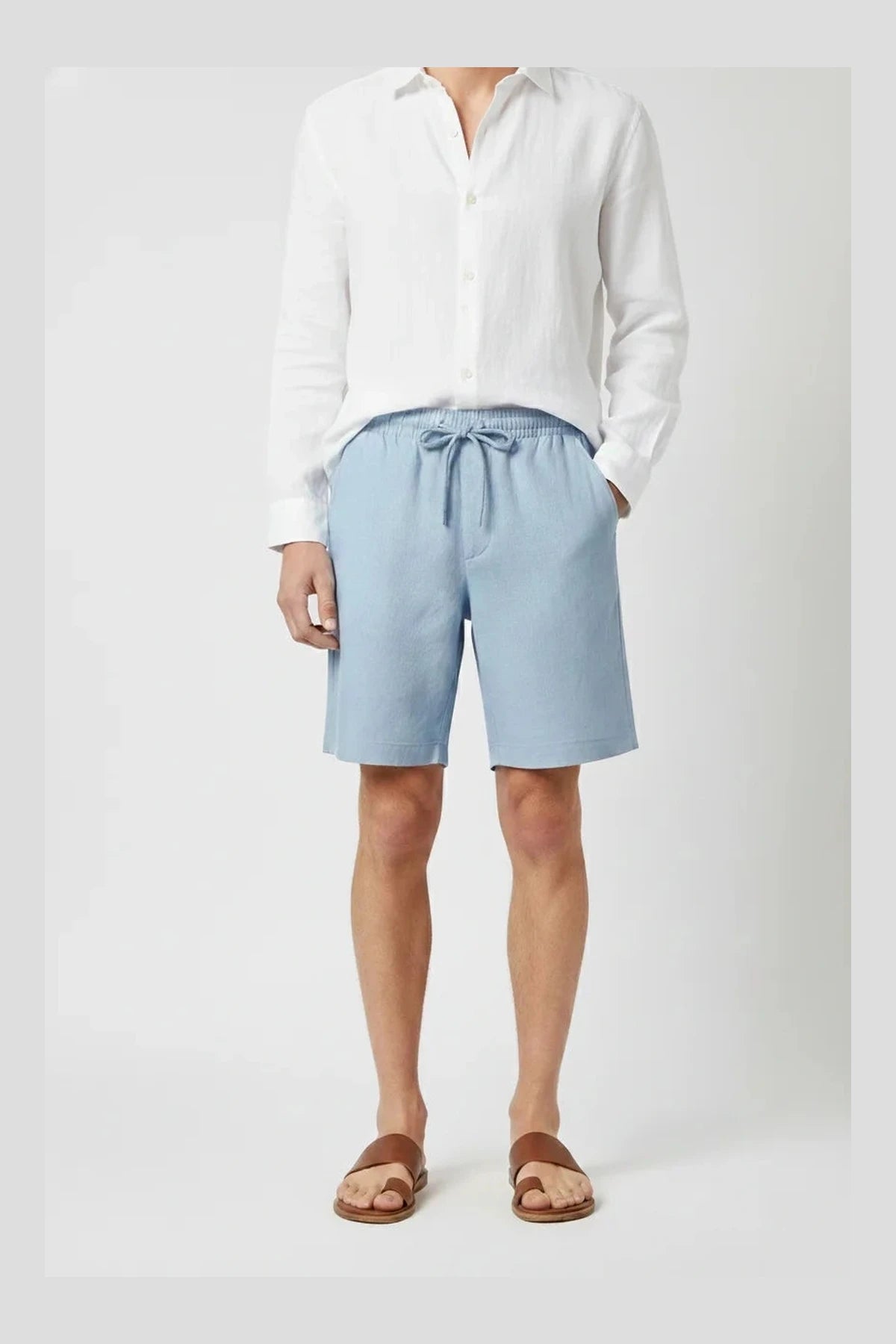 linho bermuda azul