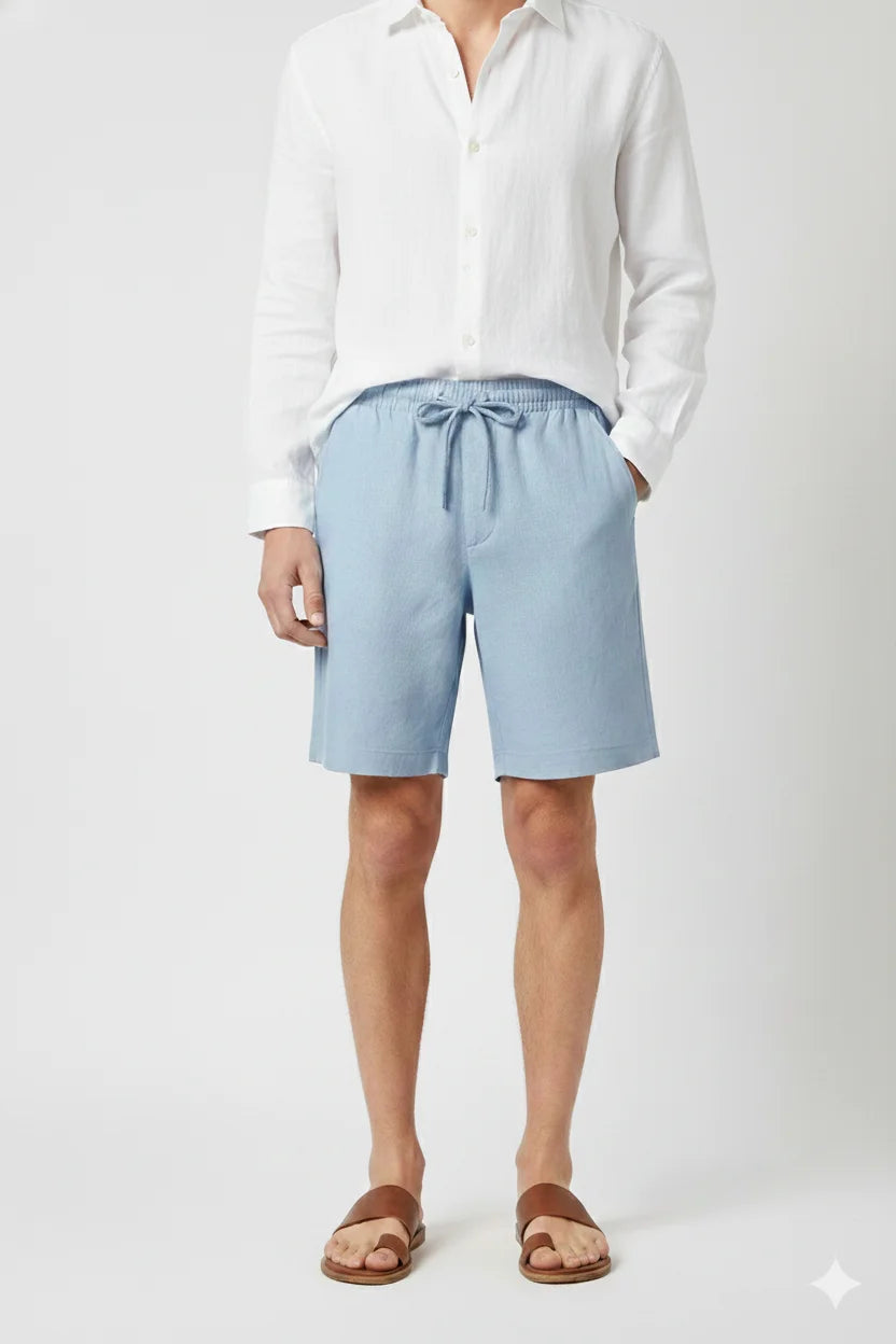 bermuda linho azul